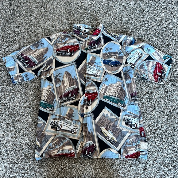 reyn spooner Other - Vintage- Men's Short Sleeve Shirt - Blue Multi Car Print